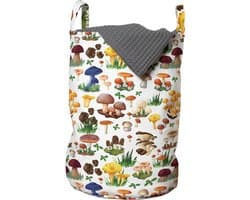 New Bed Natuur Paddenstoelen wilde natuurprint Opbergmand kinderkamer met Handvatten en Koordsluiting, Speelgoedmand kinderen - Speelgoedkist- Wasmand Kinderkamer - Wasbox - 33 x 48 cm