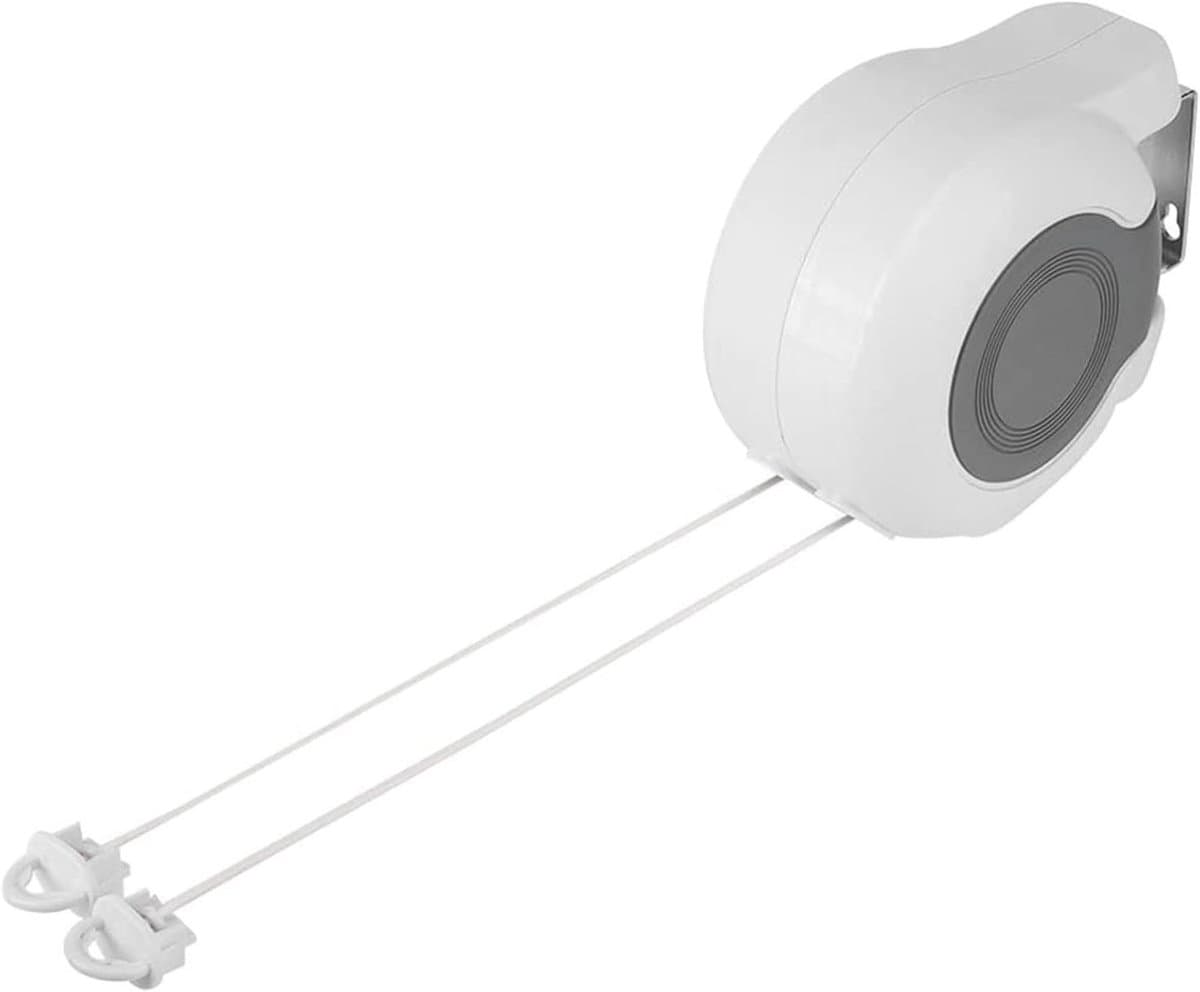 Intrekbare Waslijn - Oprolbare Lijn - Kleding Drogen - Dubbele Lijnen - 26 Meter - Wit Grijs — afbeelding 1