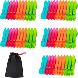 Set van 60 Kledingknijpers zonder Print met Sterke Buitenring - Extra Sterke Antislip Kledingknijpers voor Waslijn of Droogrek — thumbnail 1