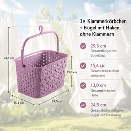 Klammermand voor Wasknijpers - BPA-vrij Kunststof - Open Ontwerp - Universele Haak - Voor Waslijnen en Droogmolens — thumbnail 5