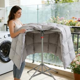 Droogrek Staand - Kledingmolen Opvouwbaar - Kleding Drogen - 6 Vleugels Verstelbaar - 170 cm Hoog - Grijs — thumbnail 3