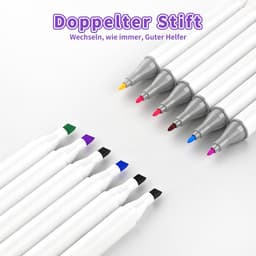 Speed Airbrush Elektrische verfspuitstiften, set van 12 textielmarkers met dubbele punt, 3 sjablonen en 2 sproeikoppen, heldere en rijke kleuren, textielverf om te spuiten, roze — thumbnail 5