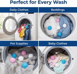 8 stuks droger ballen voor wasdroger, Herbruikbare wasballen van hittebestendig PVC, ideaal voor het verminderen van vouwen, verwijdering van dierenhaar en stof, Perfect voor alle textielen — thumbnail 5
