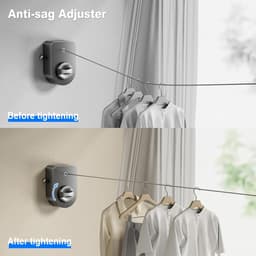 Intrekbare Waslijn - Drooglijn Ophangsysteem - Kleding Drogen - Anti-doorzak Mechanisme - 4.2 meter - Zilver — thumbnail 2