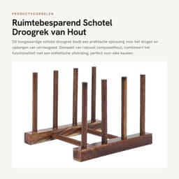 Droogrek Ruimtebesparend - Opvouwbaar - Serviesdroger - 4-zuilmodel - Composiet Hout - Makkelijk te Reinigen - Vaatdroger — thumbnail 1