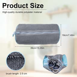 SnelShoppen - Grey Wasmand voor Schoenen - Herbruikbare Waszakken met Verborgen Rits - 360° Reiniging voor Alle Schoenmaten en -Types — thumbnail 4