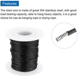 Metalen kabel van roestvrij staal 304, 40 meter, gecoat met vinyl, 6 aluminium mouwen - voor droogrek en heffen - zwart — thumbnail 4