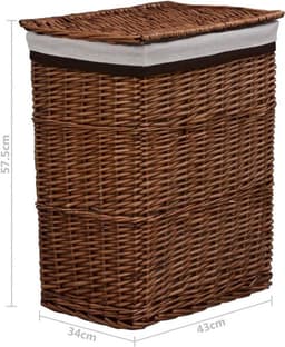 Wasmand – Wasbox – Wassorteerder – Opbergmand – Waszak – Handgevlochten Wilgentakken – Ruime Inhoud 43x34x57,5 cm — thumbnail 4
