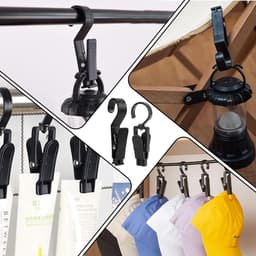 Wasknijpers, campingtentclips, lichthaak, laarsklem, multifunctionele klemhaak voor campinglamp, handdoekklemmen, outdoor, handdoeken, clips, klemhaken voor campinglamp (zwart) — thumbnail 3