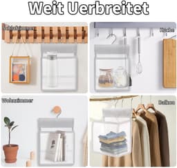 Wasknijperzak om op te hangen, eenvoudige ophanghaak voor het opbergen, knijperzak voor wasknijpers, herbruikbare wasknijperzak, waszak voor huis en tuin (wit) — thumbnail 2