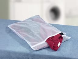Wasnet, geschikt voor 3 kg kleding, waszak met ritssluiting voor de wasmachine, spaart fijne was, sokken & Co. bij elke wasbeurt, kookvast, van hoogwaardig polyester, 50 x 70 cm, wit — thumbnail 2