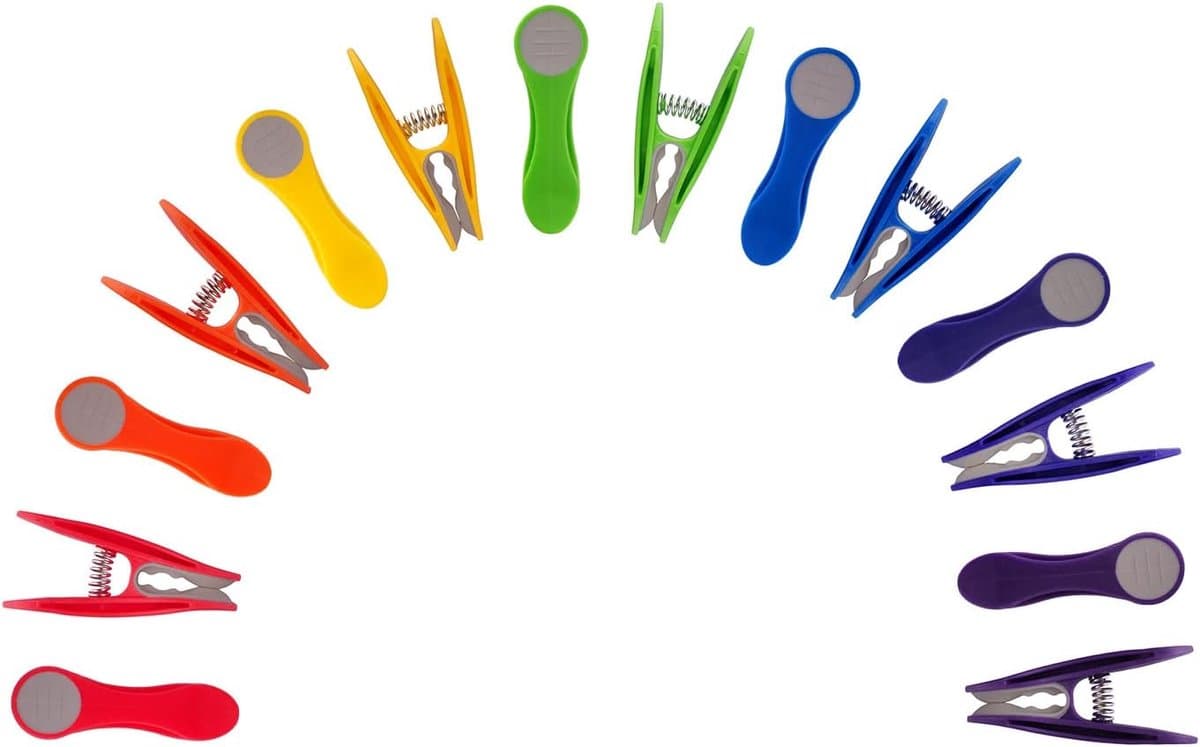 Wasknijpers set regenboog met katoenen wasknijperzak bloemen-smiley design, antislip, met karabijnhaak en trekkoord, wasbaar — afbeelding 1