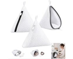 Set van 3 - Mini waszakjes van mesh - Waszakken - Polyester wasmachinezakjes - Waszakken van mesh met ritssluiting - 14*15 cm - Wit - Compact en draagbaar - Herbruikbaar - Geschikt voor delicate kleding, ondergoed en sokken