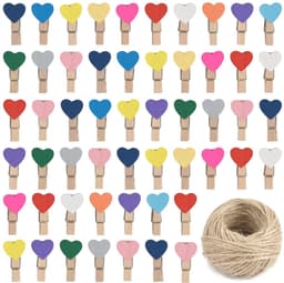 Houten Hart Clips - Kleine Was Knijpers - Foto's Ophangen - Met Metalen Spring - 100 Stuks - Multicolour — thumbnail 1