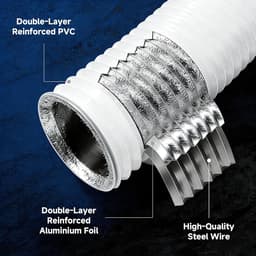Afvoerslang Droger Ventilatie - Flexibele Slang Keuken - Lucht Afvoeren - Vijflaags Geluidsisolatie - 100mm x 3m - Wit — thumbnail 2