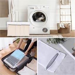 SnelShoppen - 3x Wasnetjes 30x40cm, Waszak voor Wasmachine, Waszak met Rits, Wit met Roze Accenten, Bescherming voor Kleding — thumbnail 3