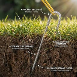 Grondanker Haringen - Zilver - 30 cm - Verzinkt Staal - Voor Tent, Trampoline en Tuin — thumbnail 3
