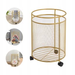 Merkloos Merkloze Metalen Wasemmer met Wielen - Goud, 40x36cm — thumbnail 1