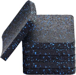 VHV - Trillingsdempers wasmachine - Anti-trillingsvoetjes - Wasmachine mat - Geluidsdempend - Antislip - Schokabsorberend - Voor wasmachine, droger en fitnessapparaten - Set van 6 - 10 x 10cm - Zwart plus blauw — thumbnail 1