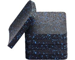 VHV - Trillingsdempers wasmachine - Anti-trillingsvoetjes - Wasmachine mat - Geluidsdempend - Antislip - Schokabsorberend - Voor wasmachine, droger en fitnessapparaten - Set van 6 - 10 x 10cm - Zwart plus blauw