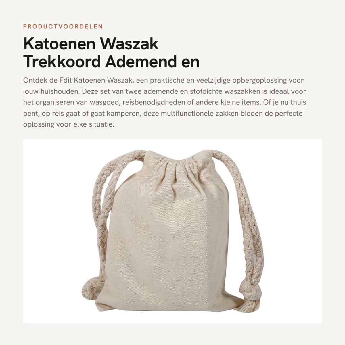Dailygoods- Waszak Ademend - Waszakken voor Wasgoed - Trekkoord - Multifunctionele Tas - Opbergzak - Set van 2 - 10 x 12 cm - Opslagzak — afbeelding 1