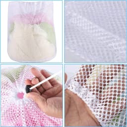 Herbruikbare Waszak met Trekkoord - Fijnmazig Net voor Wasmachine - Ideaal voor Jassen, Lakens, Lingerie, Babykleding en Sokken - Wit 80 x 60 cm — thumbnail 4