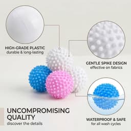 Drogerballen van kunststof, 6 stuks wasballen voor zachte kleding in wasmachine en droger, wit/blauw/roze, 4 cm — thumbnail 3