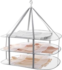 Droognet - 3-laags - Opbergnet - 77*61 cm - trui droger rack - Opvouwbaar - hangende - Draagbaar Wasrek Binnen en Buiten - Opvouwbaar Droogrek - kledingrek - kledingmand - voor kleding, kruiden, bloemen, groenten — thumbnail 1