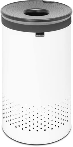 Wasbox, Kurken Deksel, Quick-Drop Opening, Uitneembare Waszak Klittenband, Machinewasbaar, Kunststof Onderkant, Ventilatiegaten, Corrosiebestendige Materialen, White, 60L — thumbnail 1