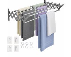 BSS® Wanddroogrek Inklapbaar 80 cm – RVS Wanddroger voor Kleding – Ruimtebesparend Droogrek voor Wasgoed, Handdoeken en Kleding – Voor Binnen en Buiten