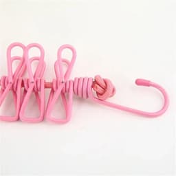 Waslijn met clips - Drogrek draagbaar - Kleding drogen - Intrekbaar ontwerp - 1 meter - Roze — thumbnail 5