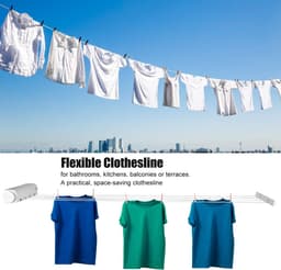 Dailygoods- Waslijn Intrekbaar - Wanddroogrek - Kledingdroogtouw - Ruimtebesparend - 5 Touwen - Draagt tot 8kg - Droogtouw — thumbnail 3