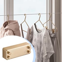 Intrekbare Waslijn - Dubbele Houder - Kleding Drogen - Roestvrij Staal - 1 meter - Goud — thumbnail 2