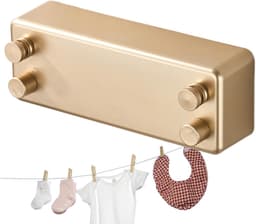 Intrekbare Waslijn - Dubbele Houder - Kleding Drogen - Roestvrij Staal - 1 meter - Goud — thumbnail 5