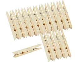 Wasknijpers Bamboe - Decoratieve Klemmen - Was Ophangen - Sterke Metalen Veer - 48 Stuks - Natuurlijk