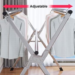 Staande Droger - Wasrek Kledingrek - Kleding Drogen - Verstelbaar Opvouwbaar - 160cm Hoog — thumbnail 3