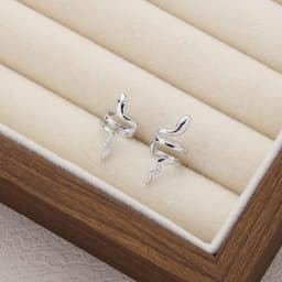 Eenvoudige Slang Oormanchet Oorbellen Vintage Zilveren Open Wrap-hoepel Oorring Statement Slang Clip Op Oorbellen Knorpel Crawler Oorring Geen Piercing Slang Oorversiering Voor Vrouwen — thumbnail 4