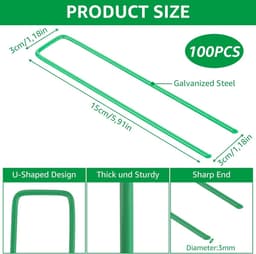 Grondankers Set - Tuinhaken Haringen - Bodem Vastzetten - Verzinkt Staal Groen - 15 cm - Groen — thumbnail 5