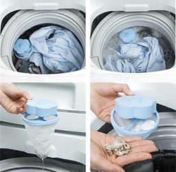 Wasmachine filter - Wasmachine reiniger - Wasmachine vuilreiniger - Wasmachine cleaner - Blauw - Herbruikbaar - Wasfilter - Schoonmaakmiddel - Vuil verwijderen - Drijvend vangnet - Haarvanger - Ontstopper - Haar - Vangnet — thumbnail 4