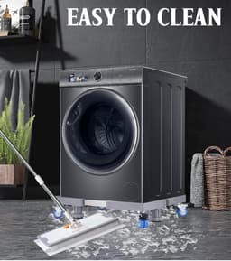 Wasmachine-onderstel met 4 voeten + 4 wielen voor wasmachine, koelkast en droger, verstelbare wasmachinebasis met antislip schokabsorberende functie, (instelbaar: 41-66 cm) — thumbnail 5