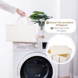 Bamboe Wasmand met Wieltjes en 4 Verdiepingen - Wassen Sorteerder - Badkamerrek met 3 Opbergmanden - Wasverzamelaar - Waswagen - Wascontainer - 121x34x42cm - 50kg belastbaar - Natuur Wasmand 3.0 — thumbnail 2