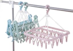 Sokkendroogrek 32 Knijpers – Droogcarrousel voor Sokken, BH’s & Ondergoed – Compact Wasrek – Windbestendig – Groen — thumbnail 3