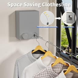 Uitschuifbare waslijn 42 m - uittrekbaar tot 20 kg - slot - voorkomt doorhangen - badkamer balkon bijkeuken slaapkamer — thumbnail 4