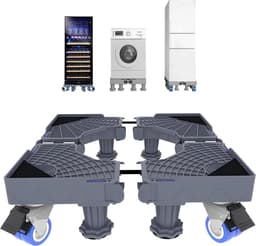 Wasmachine-voetstuk onderstel met 8 poten en 4 vergrendelbare wielen - 42-60 cm breed - hoogte 10-11 cm - platform voor wasmachine, droger, koelkast — thumbnail 1