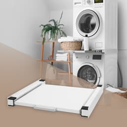 Tussenstuk voor wasmachine en droger – Universeel tussenbouwframe met uittrekbare plank 60x60 cm in wit ML design — thumbnail 2