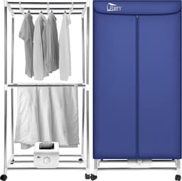 Bolture Elektrisch Droogrek - Verwarmd Wasrek - Droger met Warme Ventilatie en Wieltjes - 15KG Capaciteit - 1000W — thumbnail 4