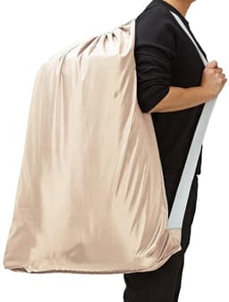 Set van 2 waszakken - Stevige en duurzame waszakken - Reiswaszakken - Opbergzakken voor vuile was - Grote waszakken - Met handvatten - Met trekkoord - 70*100 cm - Beige — thumbnail 3