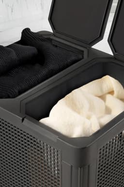 Wasmand met 2 Vakken 84 Liter voor Wit en Gekleurd Wasgoed met Handvatten — thumbnail 2
