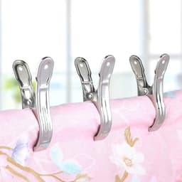 12 stuks-Kledingklemmen - Droogklemmen - Dekenklemmen - Winddichte klemmen - Roestvrij staal - Huishoudelijke artikelen - Geschikt voor het drogen van kleding, dekens en het luchtdicht afsluiten van voedsel - Zilver - 12*6,5 cm — thumbnail 3