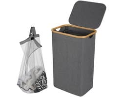 Wasmand,100L Grijs ,Stoffen Wasmand met Deksel ,Sterk materiaal
